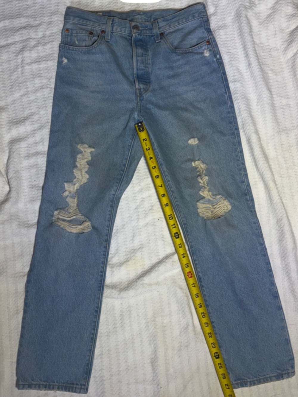 Levi’s Premium 501 Jeans Women’s Size 28x28 Light Wash Straight Leg Distressed